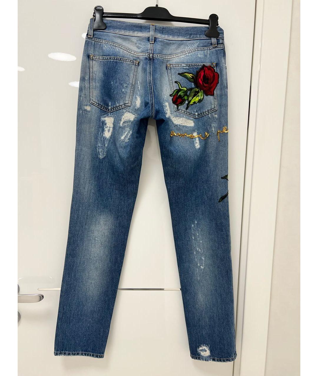 DOLCE&GABBANA Синие хлопко-эластановые прямые джинсы, фото 2