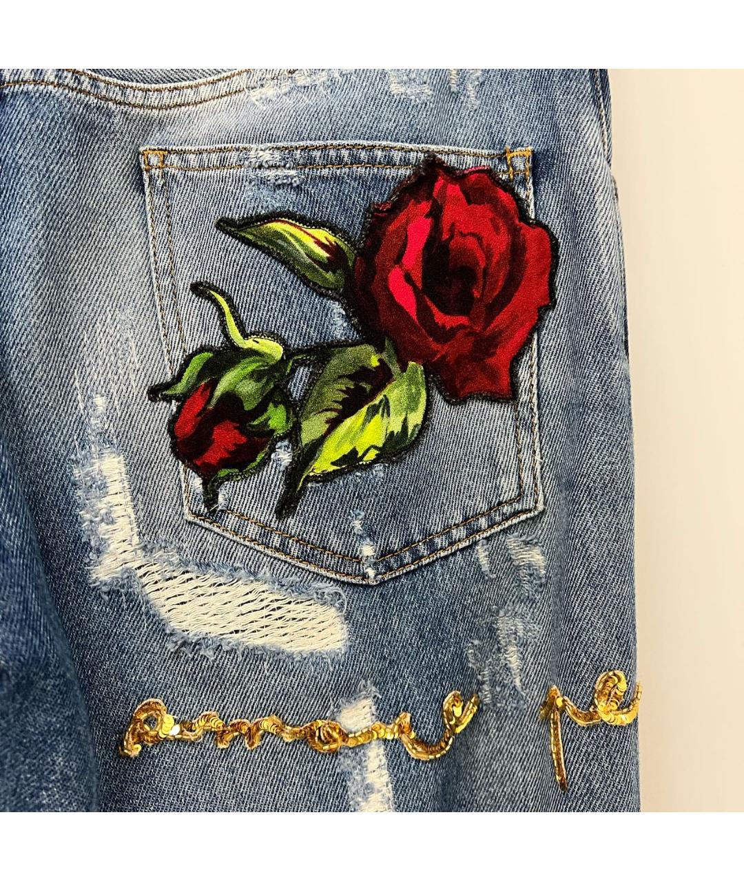 DOLCE&GABBANA Синие хлопко-эластановые прямые джинсы, фото 6