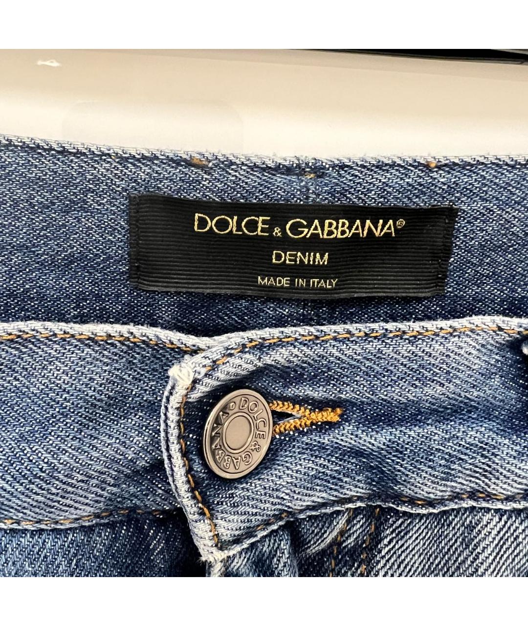 DOLCE&GABBANA Синие хлопко-эластановые прямые джинсы, фото 3