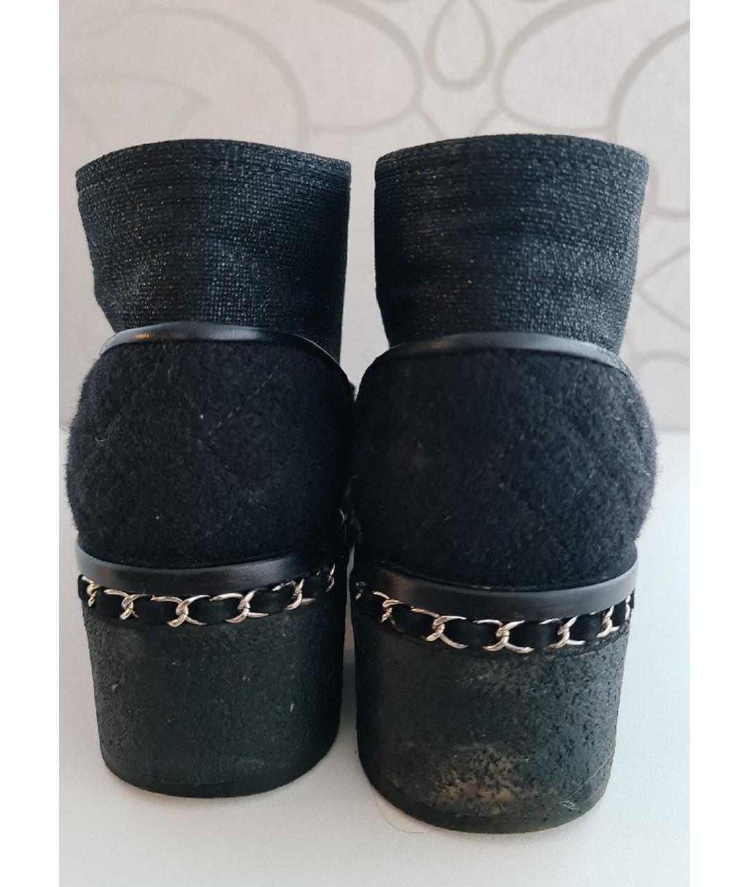 CHANEL PRE-OWNED Черные текстильные ботинки, фото 4