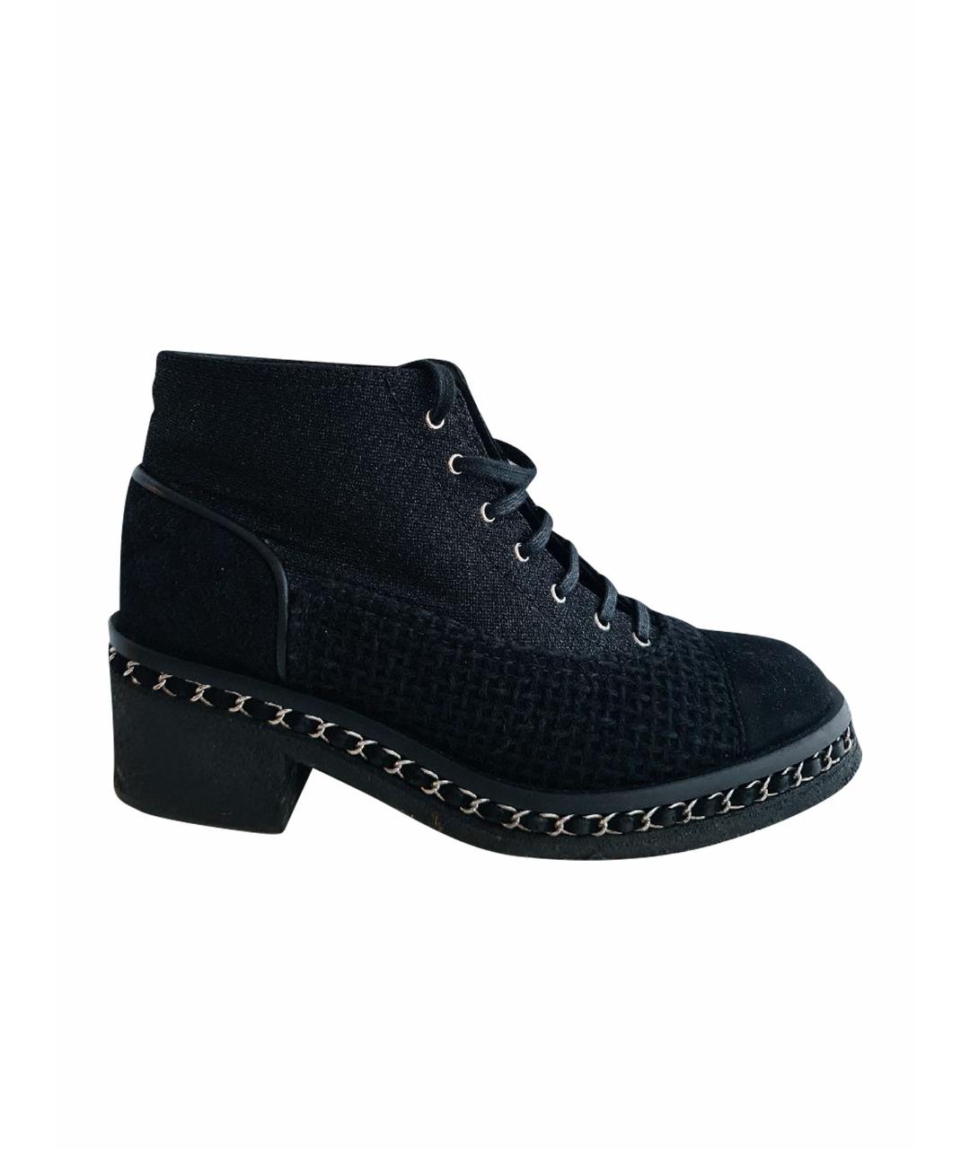 CHANEL PRE-OWNED Черные текстильные ботинки, фото 1