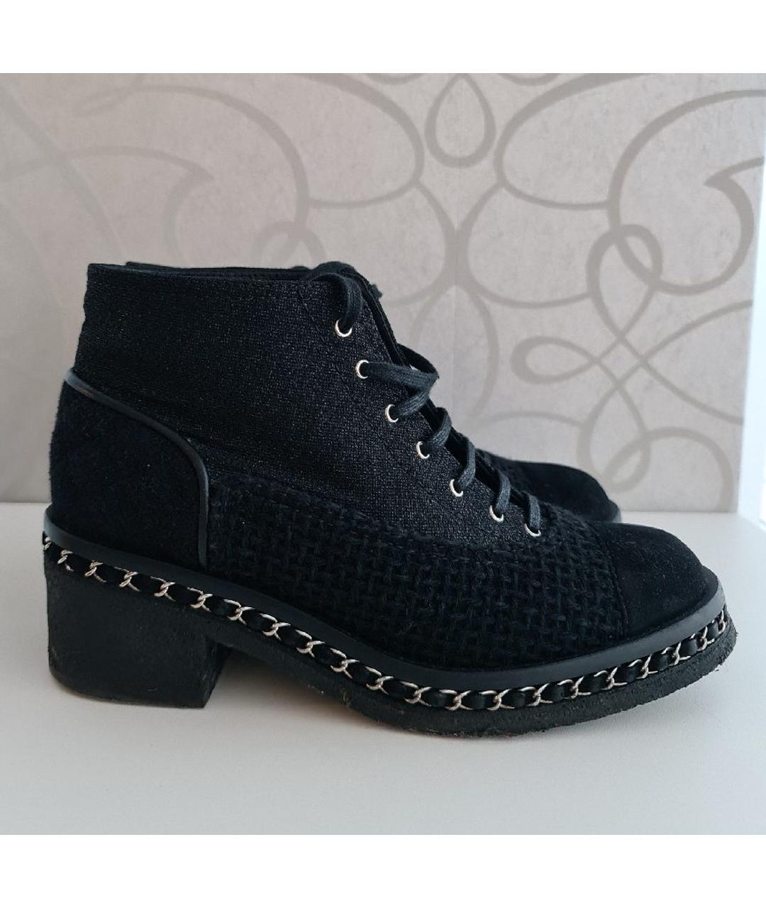 CHANEL PRE-OWNED Черные текстильные ботинки, фото 6