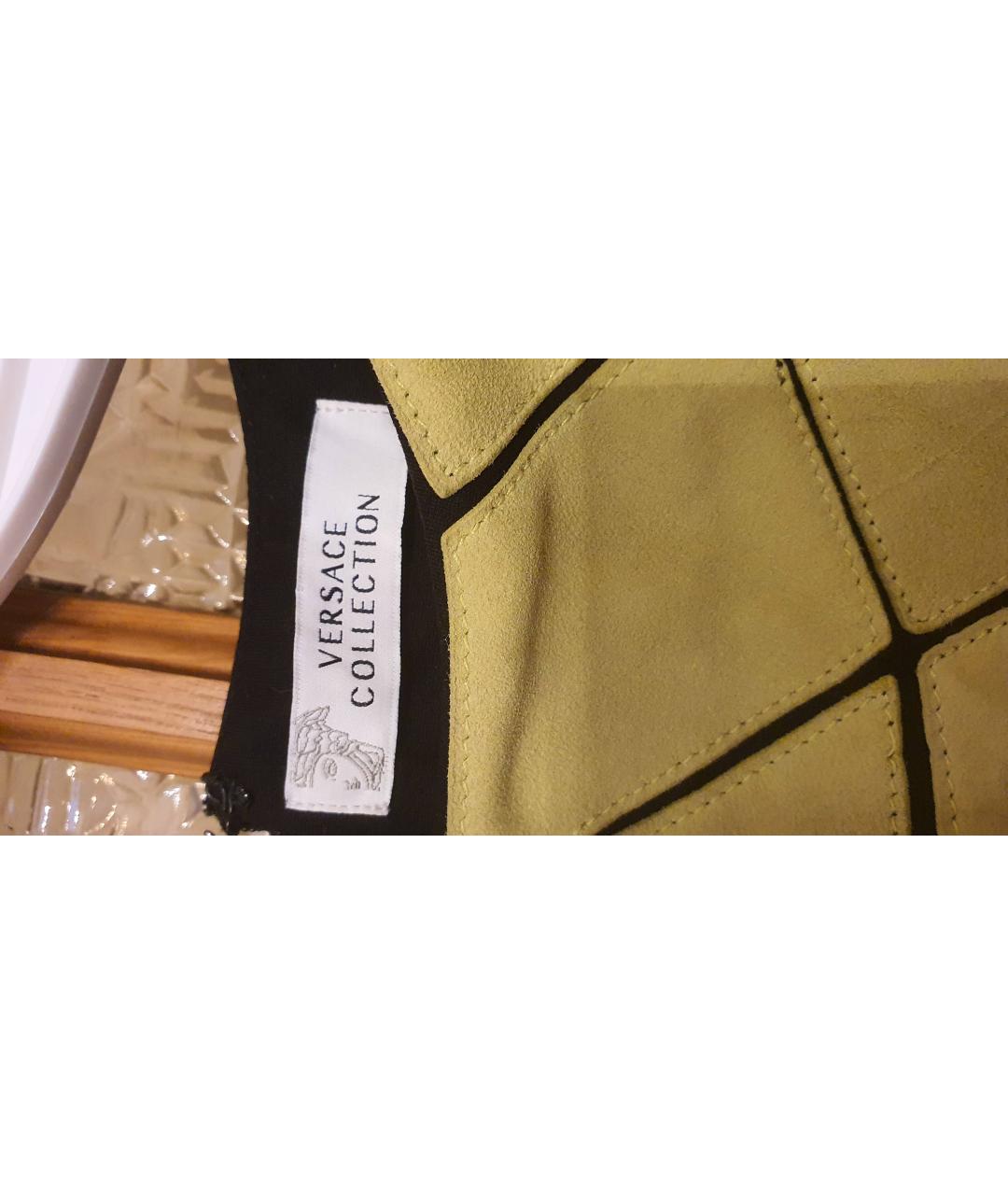 VERSACE COLLECTION Салатовыое замшевое коктейльное платье, фото 5