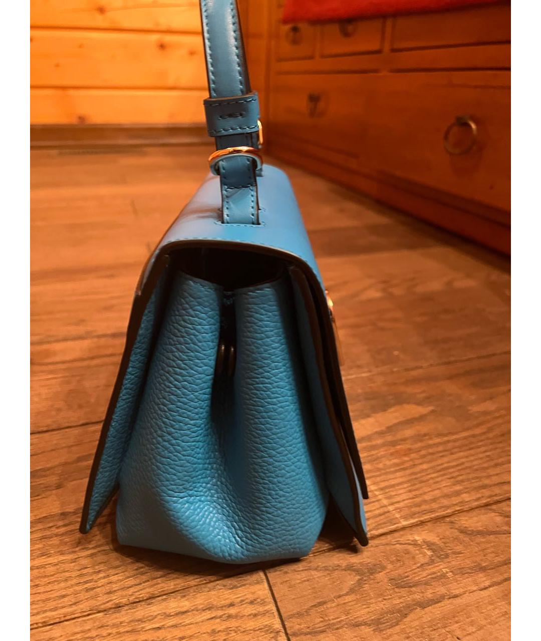 FURLA Голубая кожаная сумка через плечо, фото 3