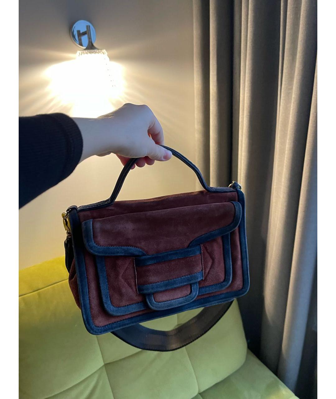 PIERRE HARDY Бордовая замшевая сумка через плечо, фото 4