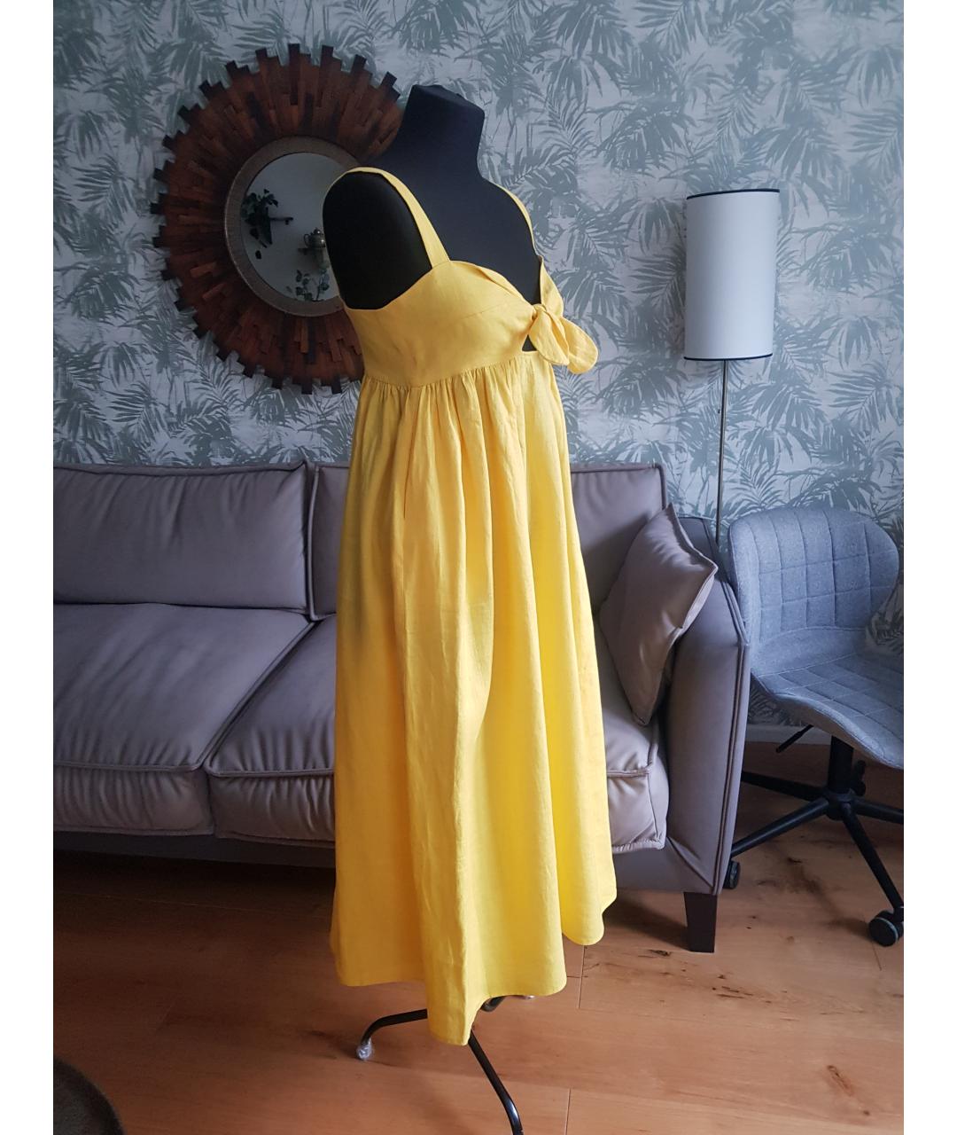 MARA HOFFMAN Желтое льняное платье, фото 4