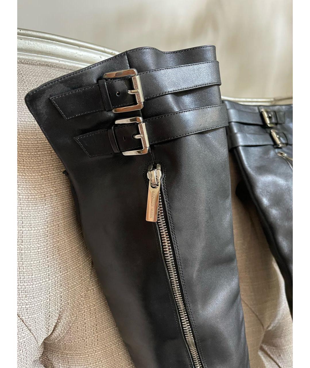 MICHAEL KORS Черные кожаные сапоги, фото 4