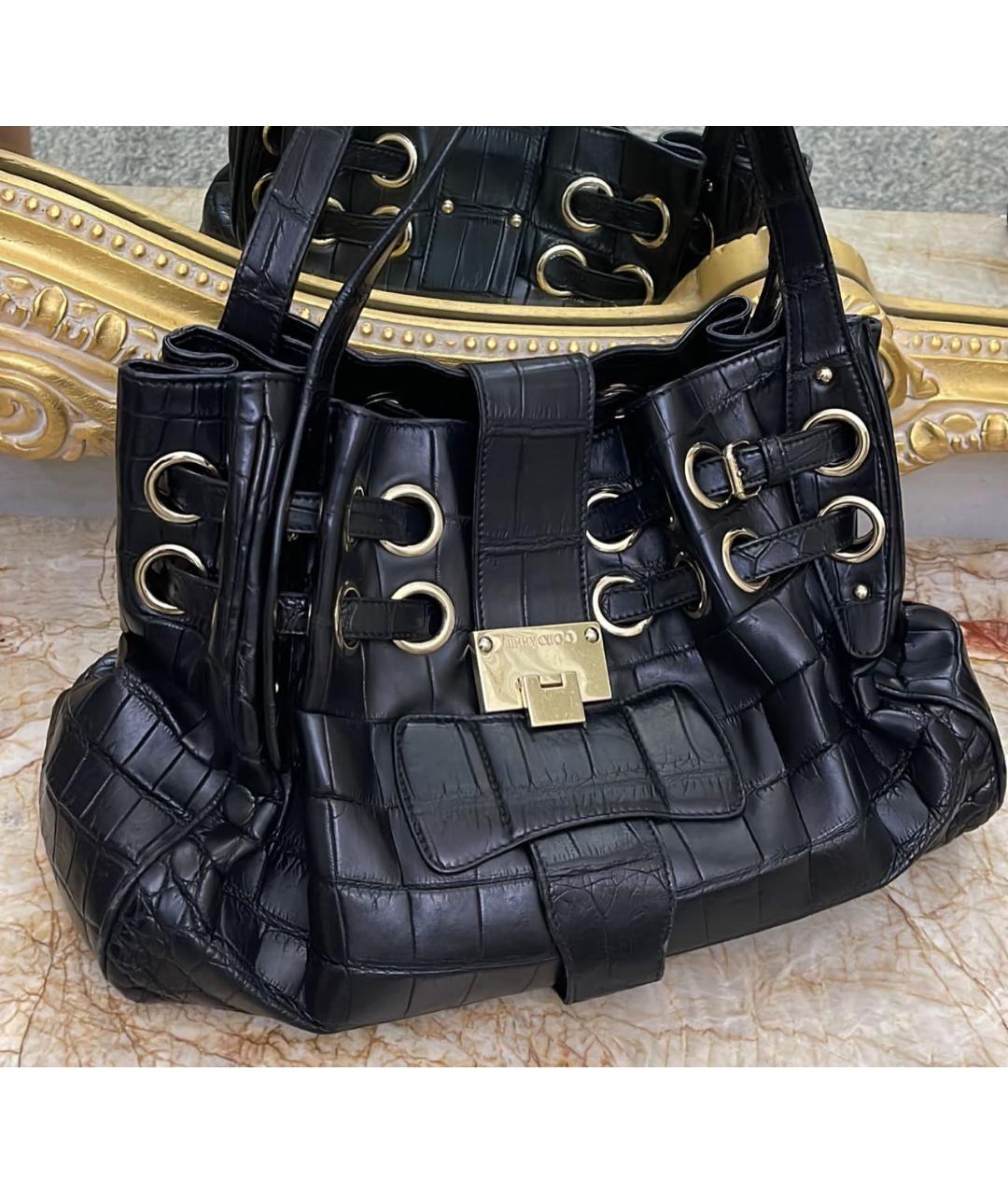 JIMMY CHOO Черная кожаная сумка тоут, фото 3