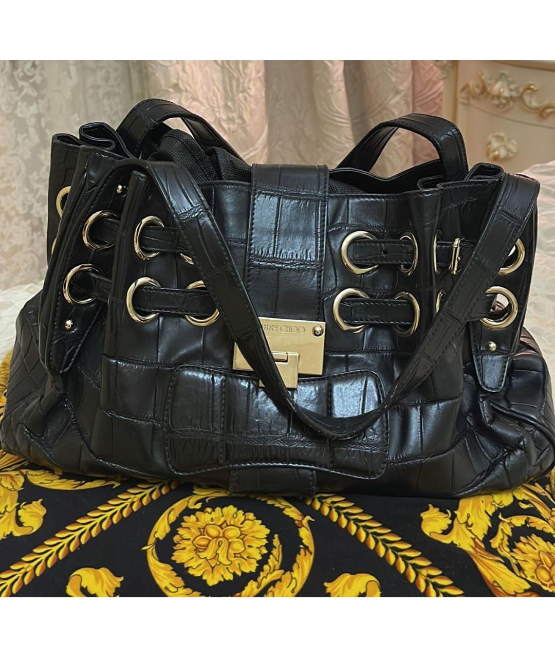 JIMMY CHOO Черная кожаная сумка тоут, фото 2