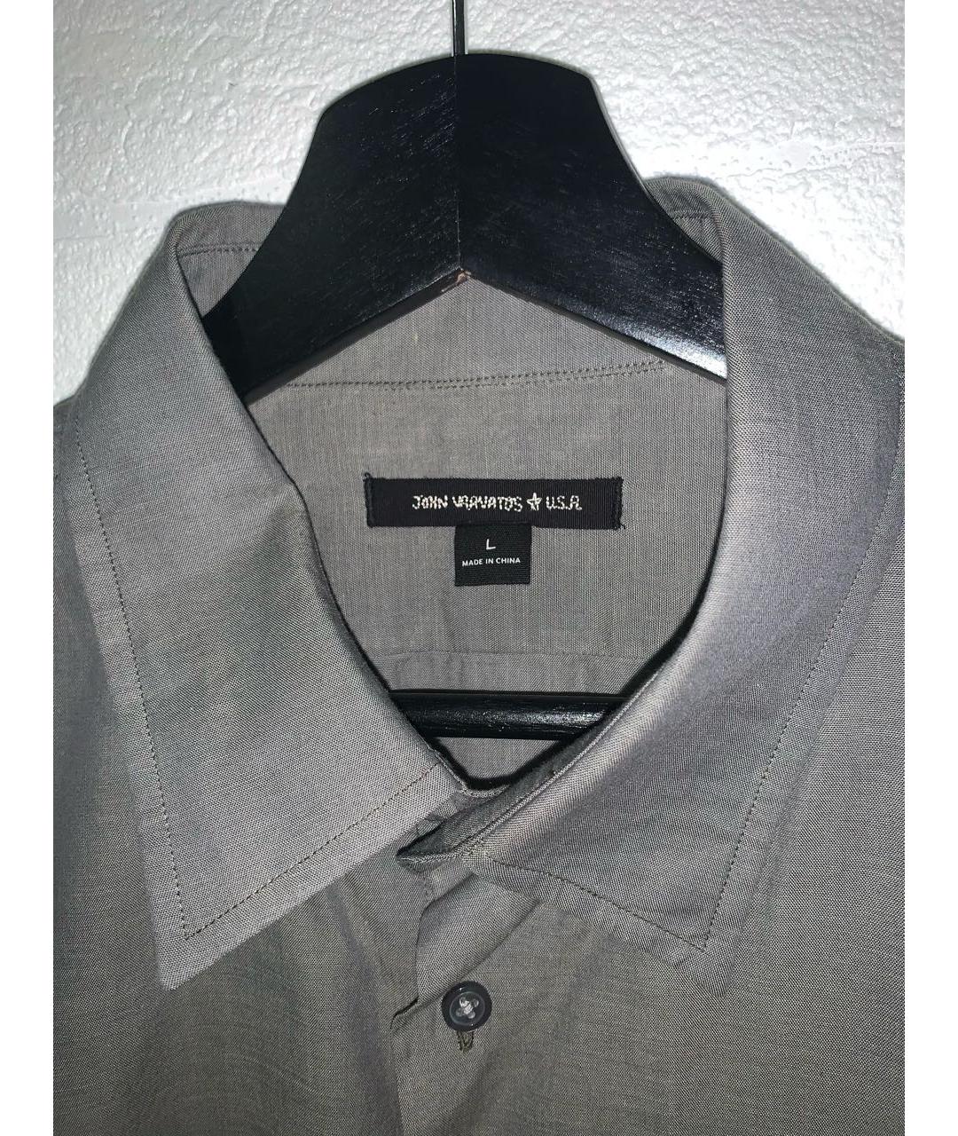 JOHN VARVATOS STAR USA Серая хлопковая классическая рубашка, фото 3