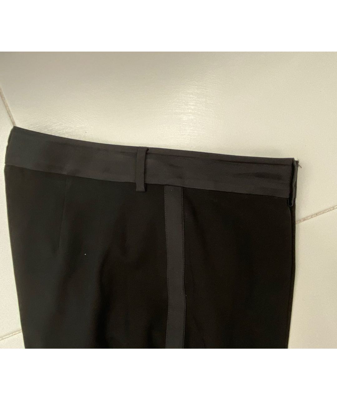 DOLCE&GABBANA Черные шерстяные прямые брюки, фото 4