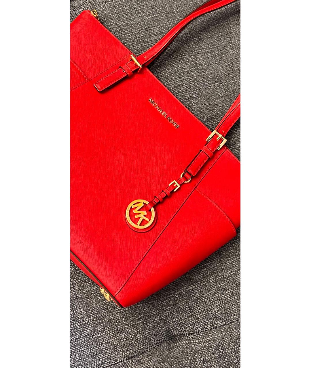 MICHAEL KORS Красная кожаная сумка тоут, фото 2