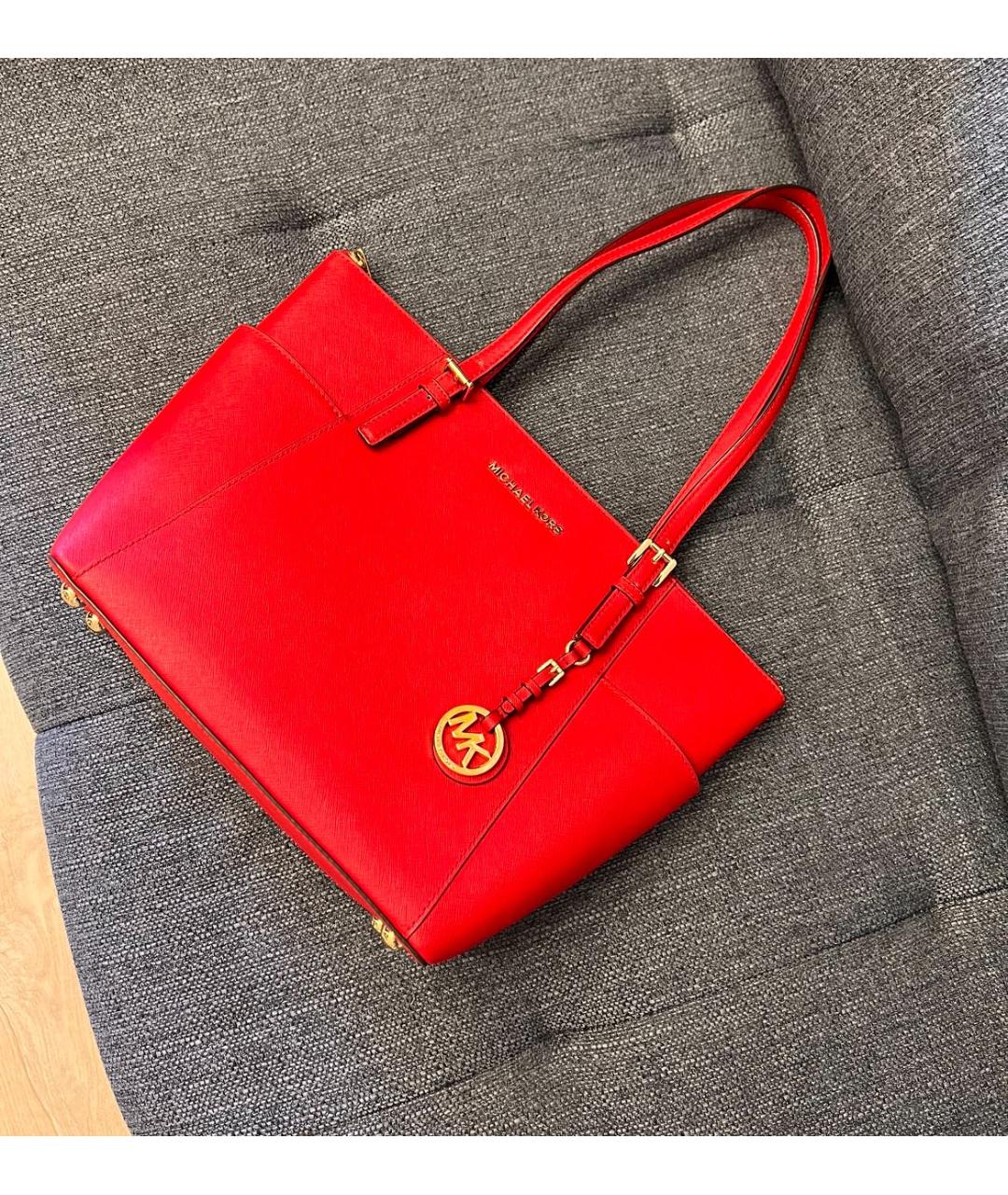 MICHAEL KORS Красная кожаная сумка тоут, фото 5