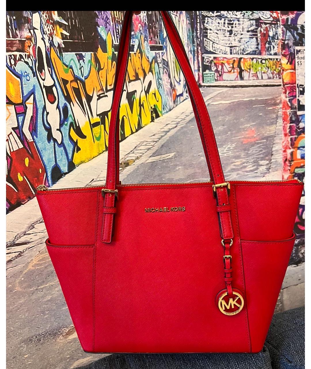MICHAEL KORS Красная кожаная сумка тоут, фото 6