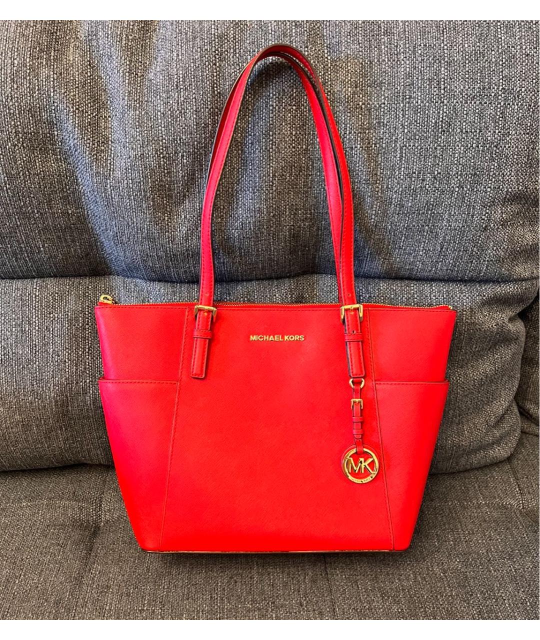 MICHAEL KORS Красная кожаная сумка тоут, фото 7