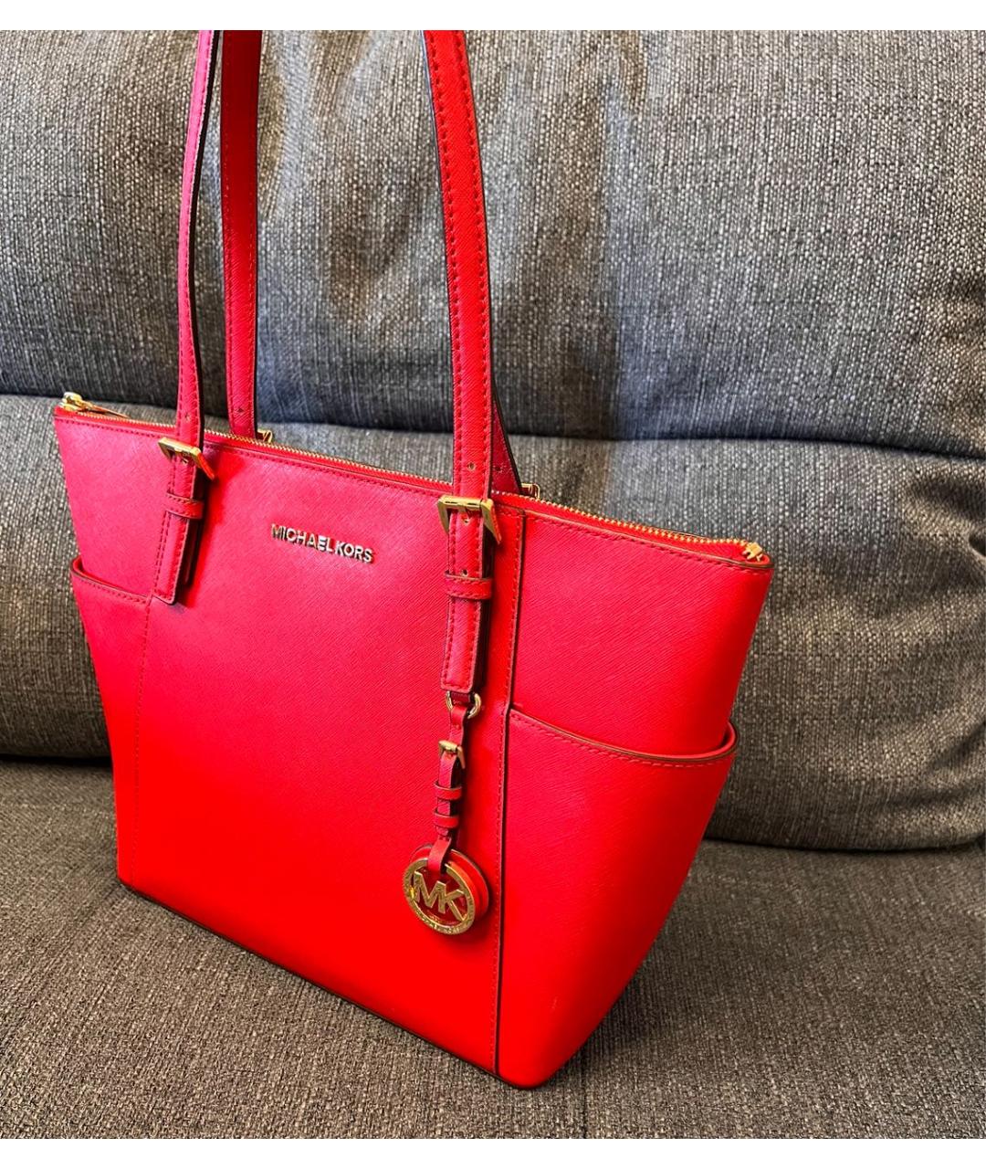 MICHAEL KORS Красная кожаная сумка тоут, фото 3
