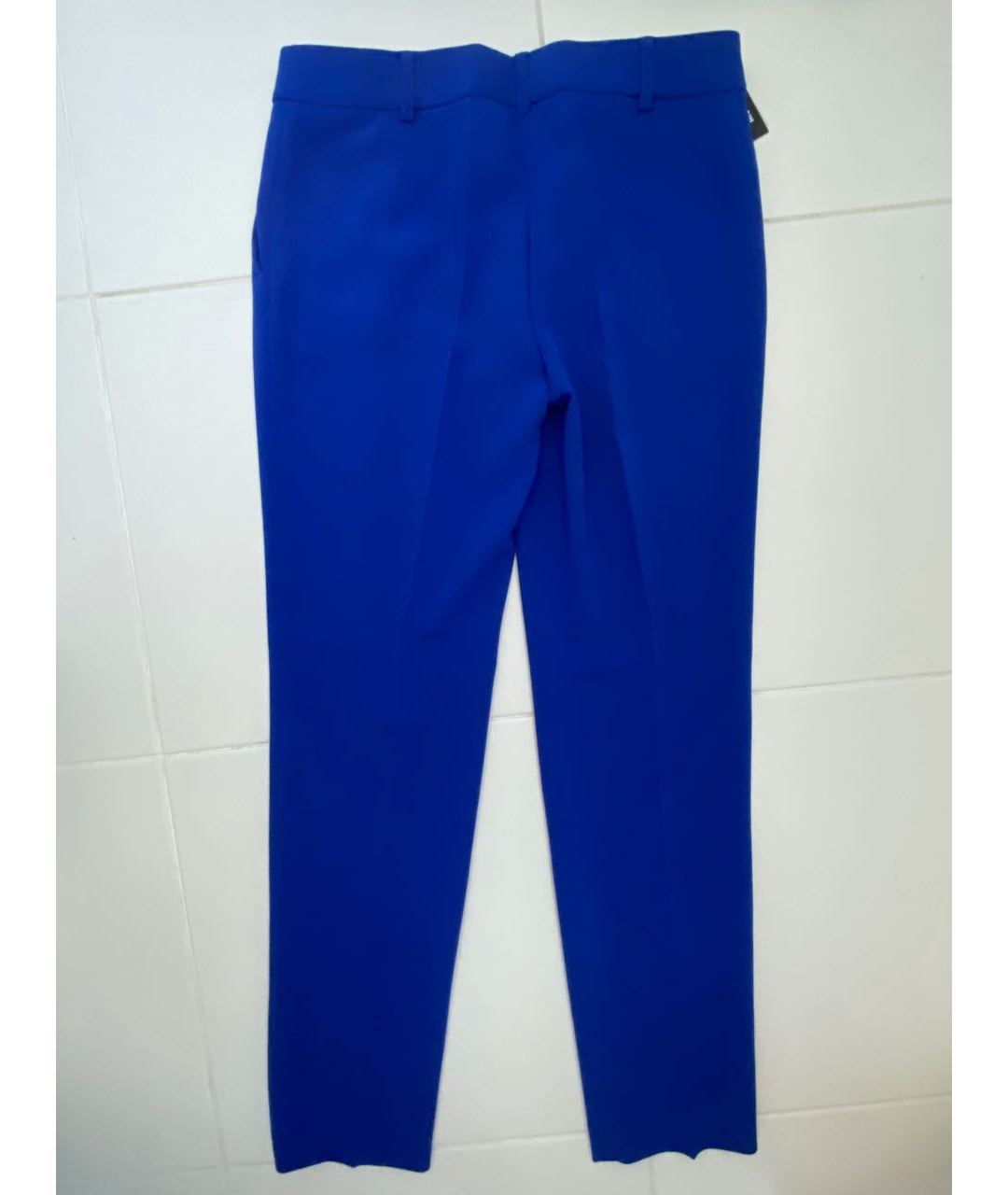MOSCHINO Синие полиэстеровые прямые брюки, фото 2