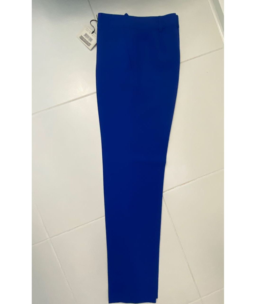 MOSCHINO Синие полиэстеровые прямые брюки, фото 6