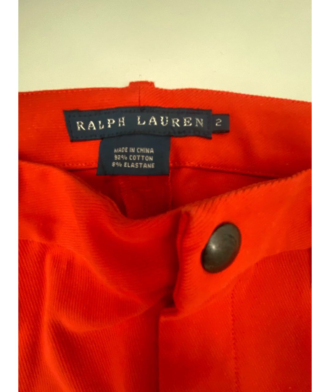 RALPH LAUREN Оранжевое хлопко-эластановые прямые брюки, фото 4