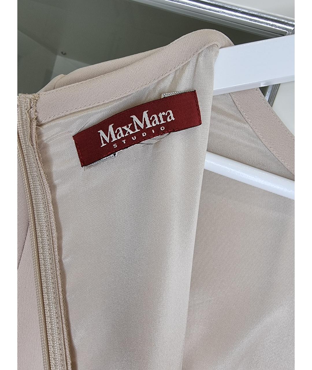 MAX MARA Бежевое полиэстеровое повседневное платье, фото 4