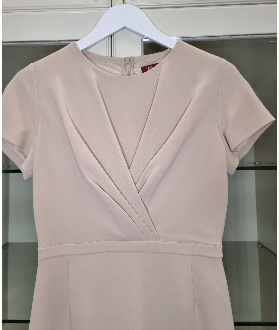 MAX MARA Бежевое полиэстеровое повседневное платье, фото 2