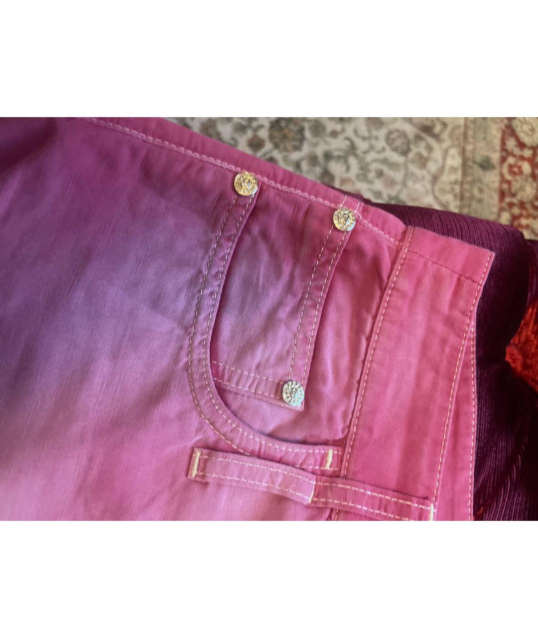 CHANEL PRE-OWNED Розовые хлопко-леновые прямые джинсы, фото 5