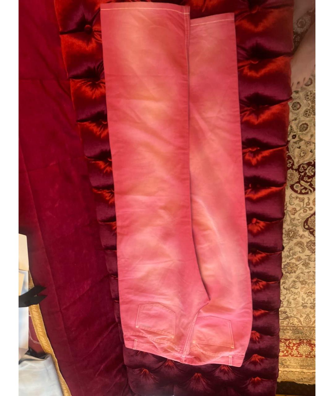 CHANEL PRE-OWNED Розовые хлопко-леновые прямые джинсы, фото 3