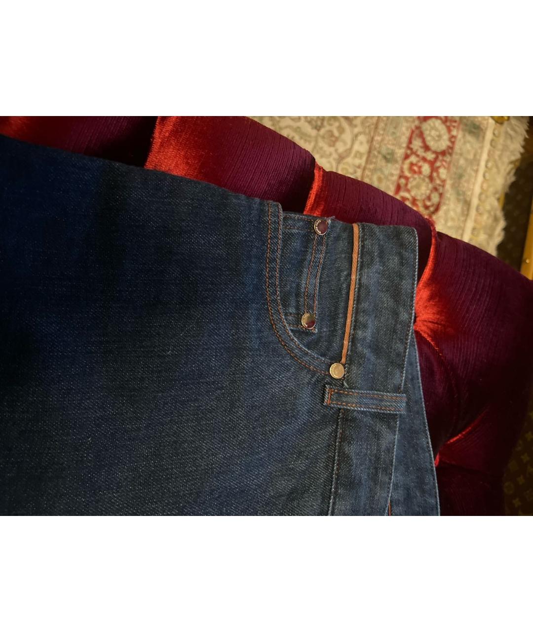 LORO PIANA Темно-синие хлопковые прямые джинсы, фото 5