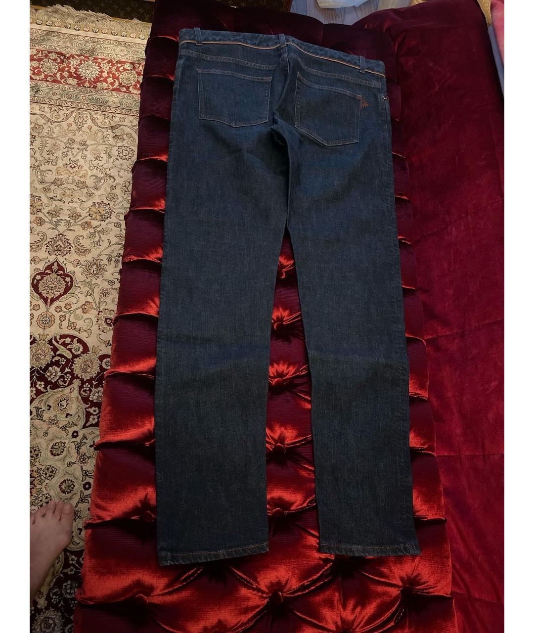 LORO PIANA Темно-синие хлопковые прямые джинсы, фото 2