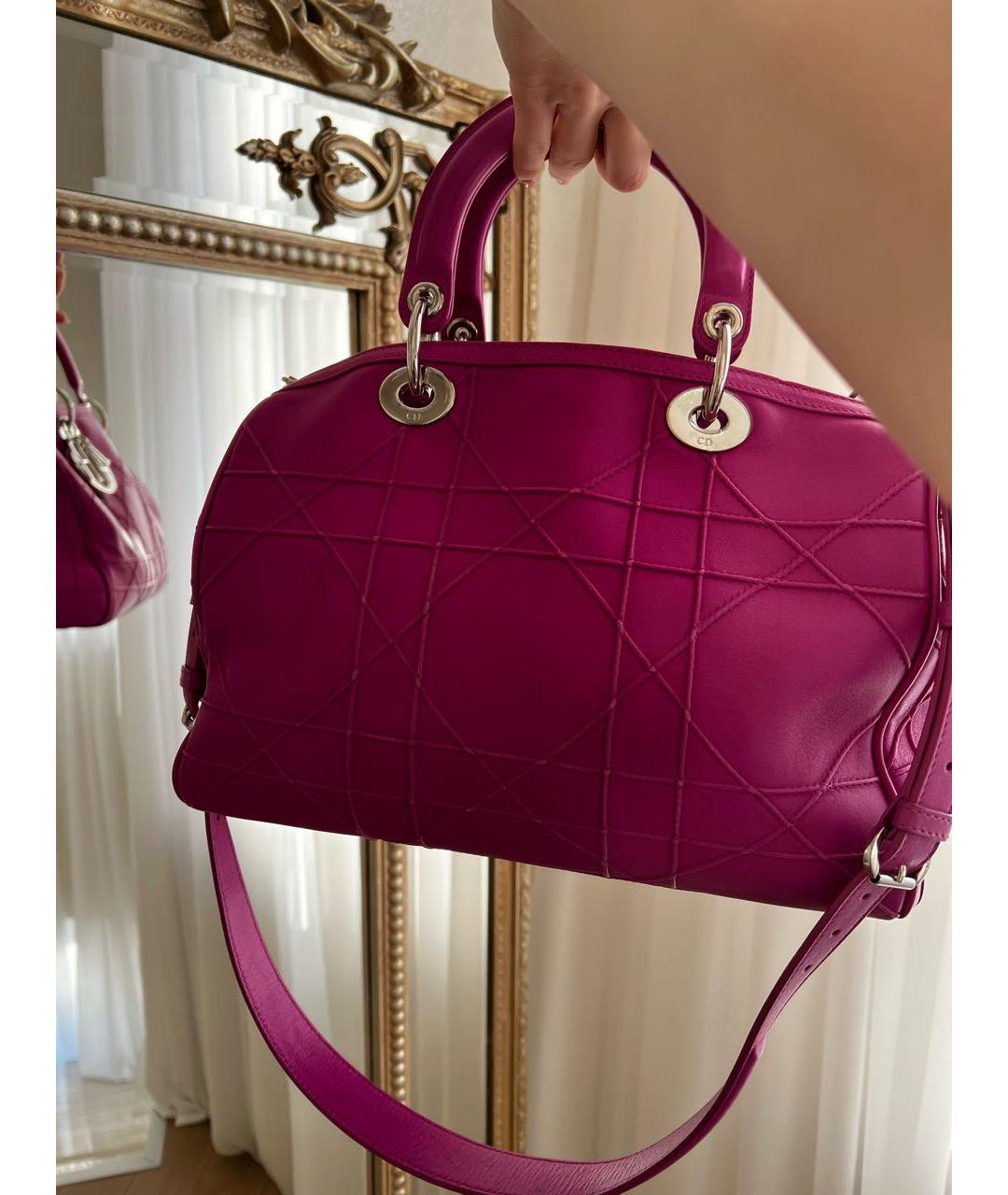CHRISTIAN DIOR Розовая кожаная сумка с короткими ручками, фото 9