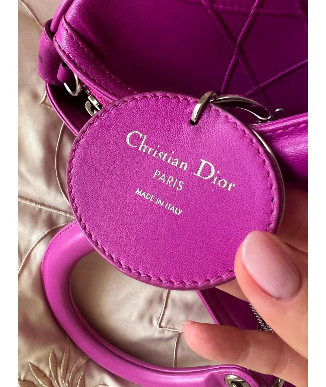 CHRISTIAN DIOR Розовая кожаная сумка с короткими ручками, фото 5