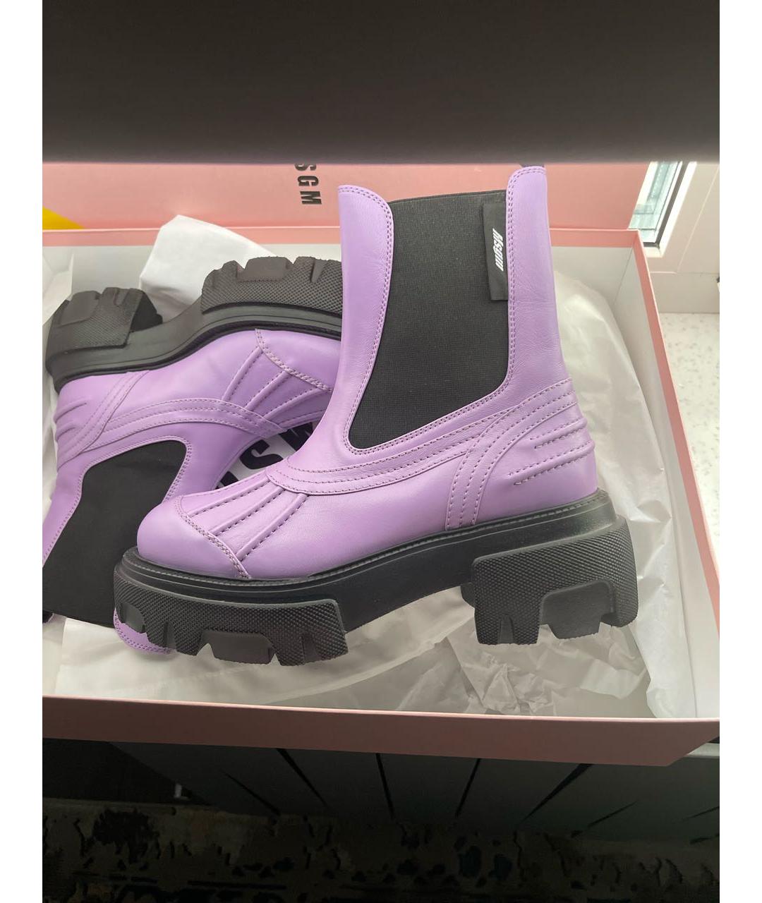MSGM Фиолетовые кожаные ботинки, фото 2