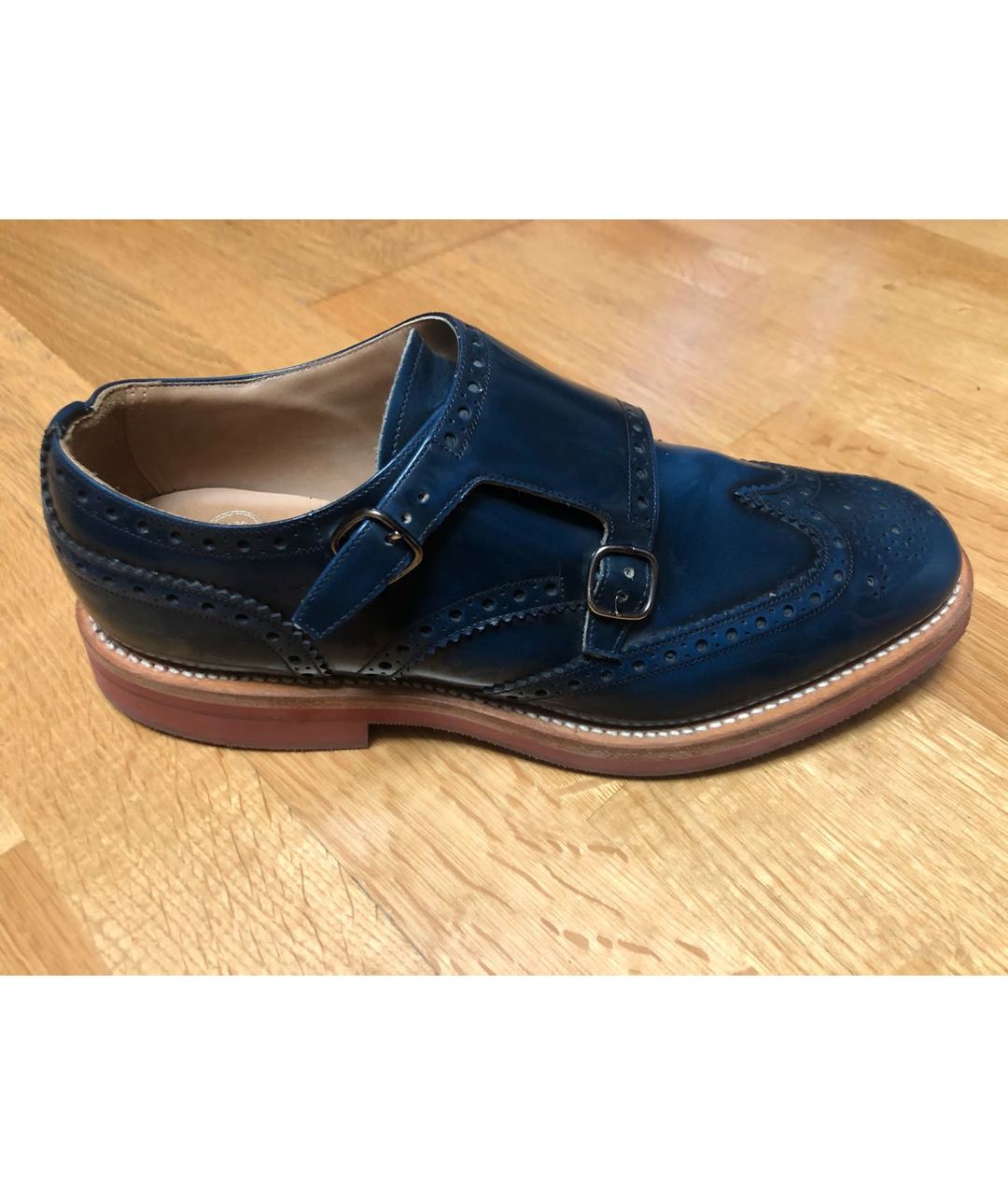 0711 Синие кожаные туфли, фото 6