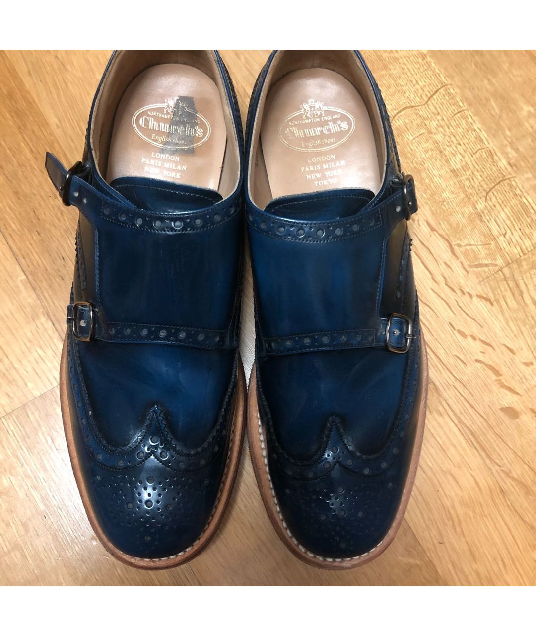 0711 Синие кожаные туфли, фото 2