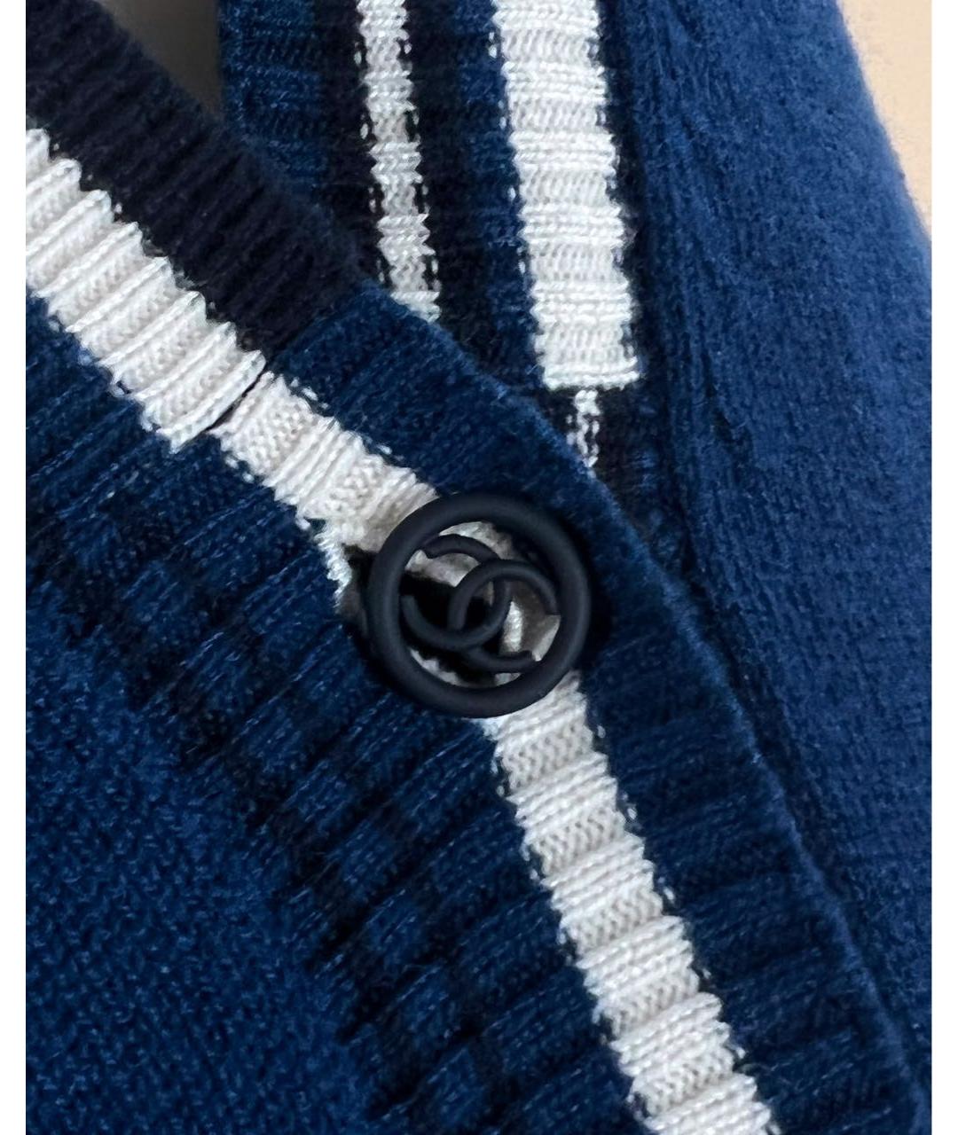 CHANEL PRE-OWNED Синий кашемировый жакет/пиджак, фото 4