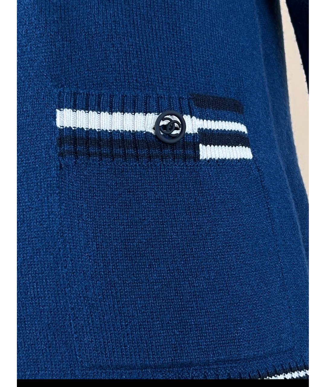 CHANEL PRE-OWNED Синий кашемировый жакет/пиджак, фото 5