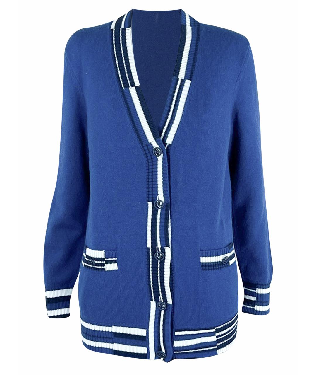 CHANEL PRE-OWNED Синий кашемировый жакет/пиджак, фото 1