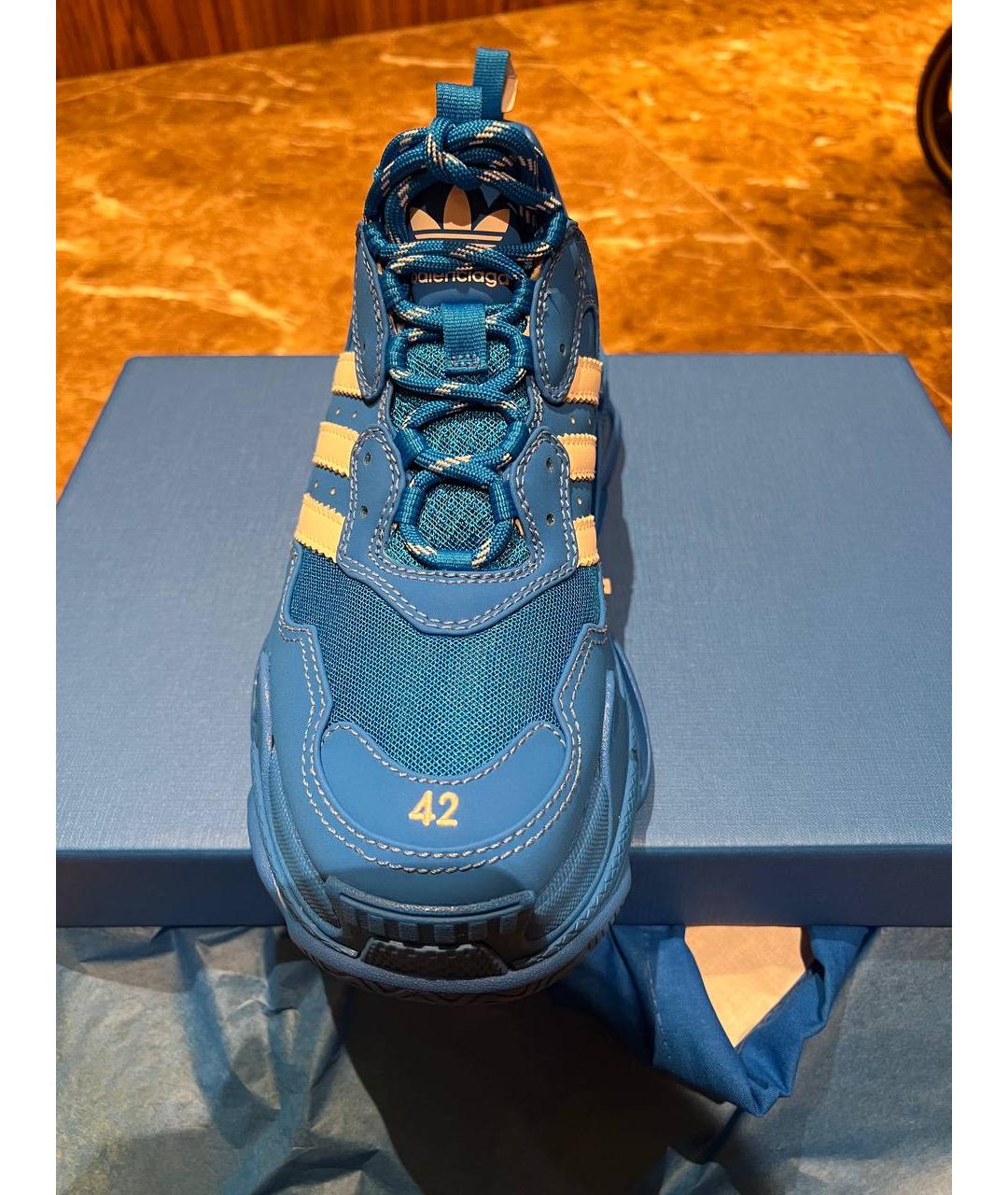 BALENCIAGA Голубые синтетические высокие кроссовки / кеды, фото 2
