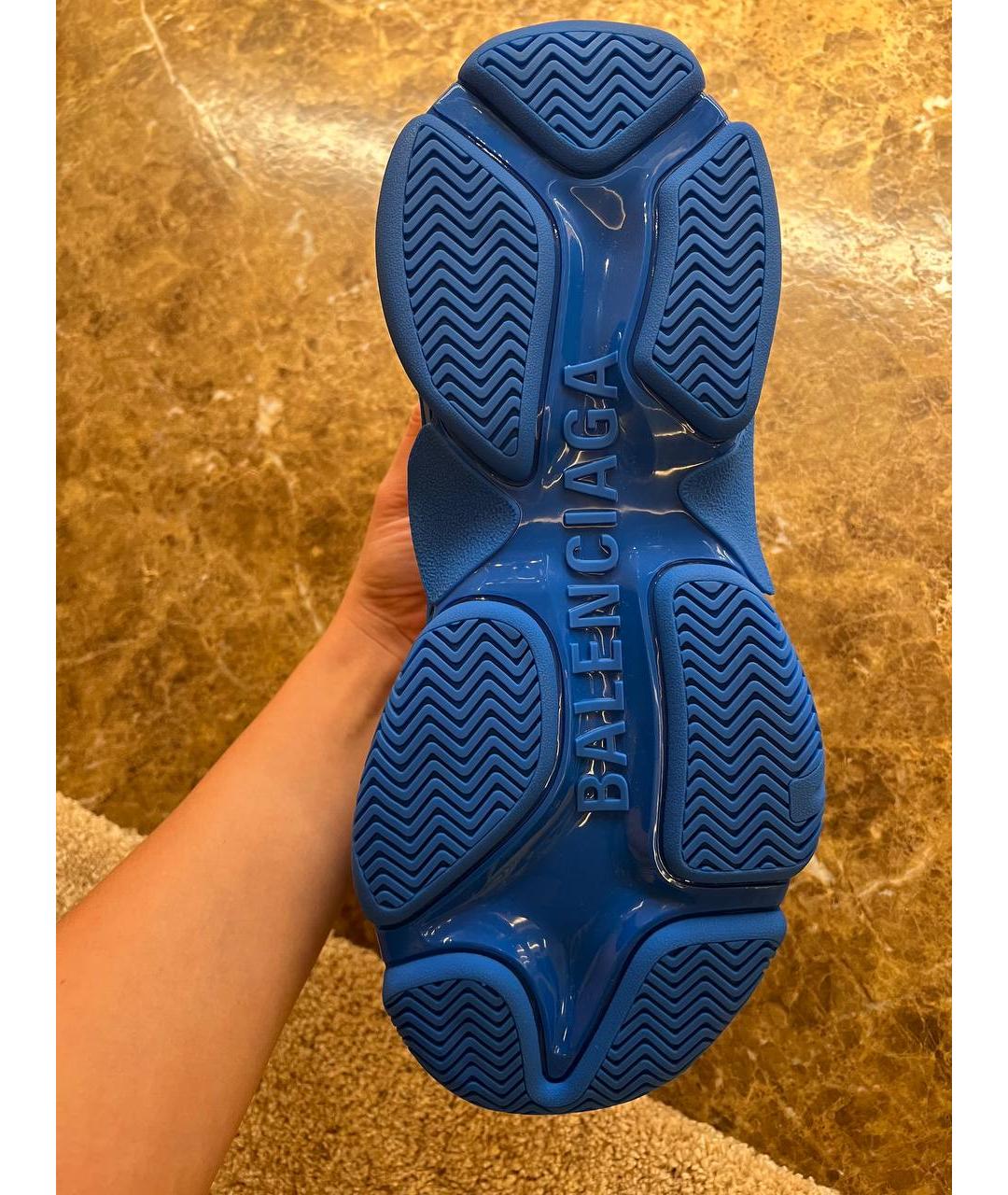 BALENCIAGA Голубые синтетические высокие кроссовки / кеды, фото 5