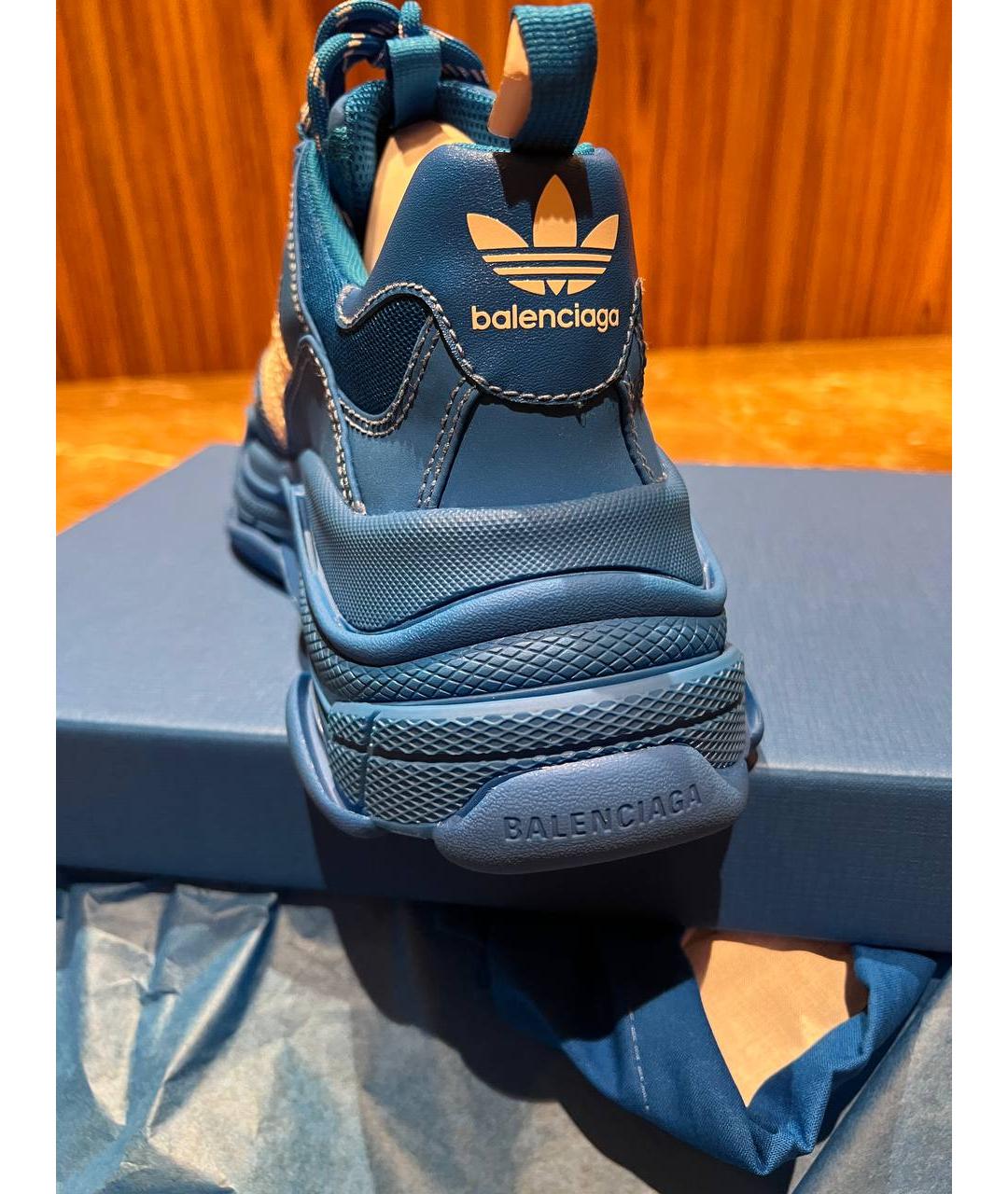 BALENCIAGA Голубые синтетические высокие кроссовки / кеды, фото 4