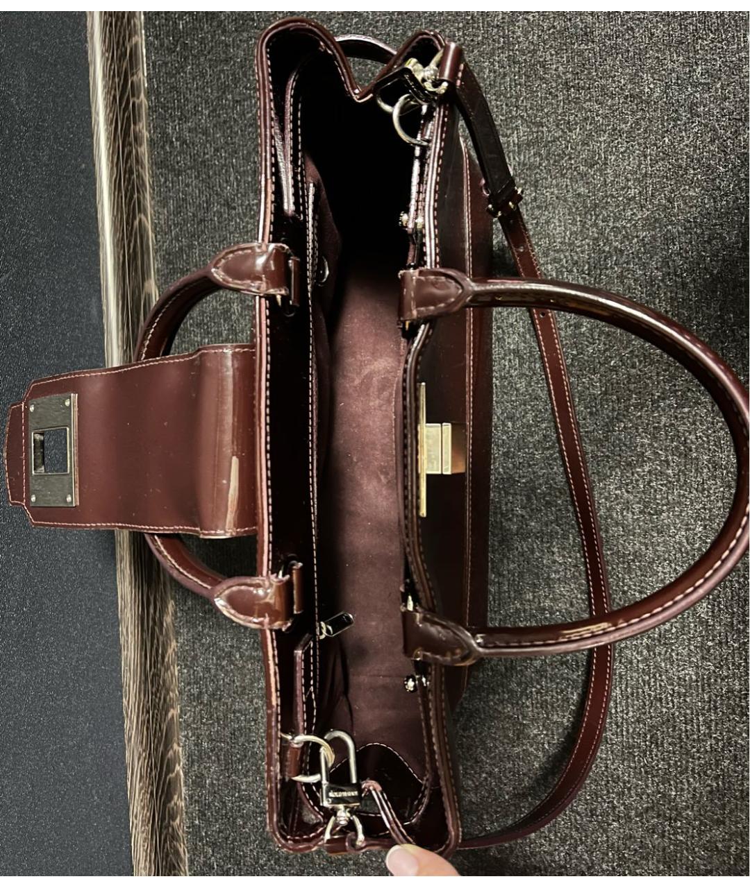 LOUIS VUITTON PRE-OWNED Бордовая кожаная сумка с короткими ручками, фото 4