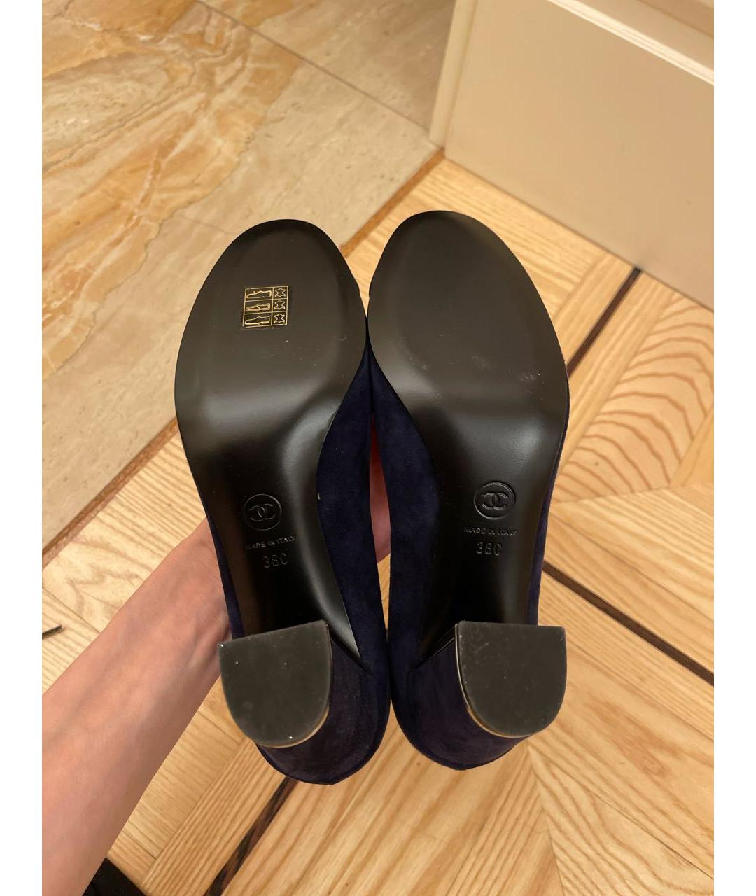 CHANEL Темно-синие замшевые туфли, фото 6