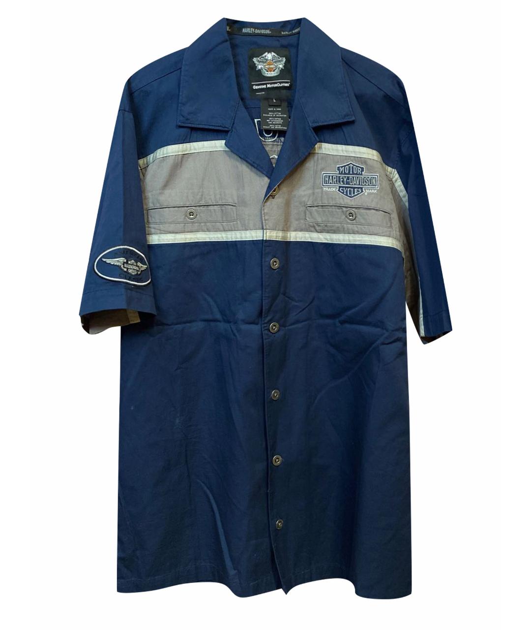 Harley Davidson Синяя хлопковая кэжуал рубашка, фото 1
