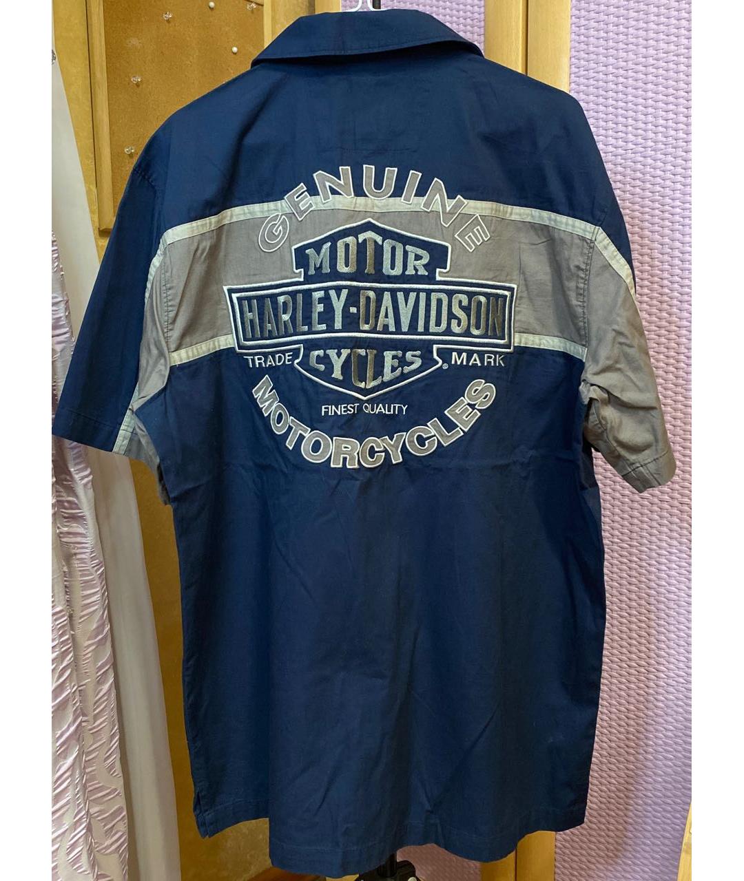 Harley Davidson Синяя хлопковая кэжуал рубашка, фото 2