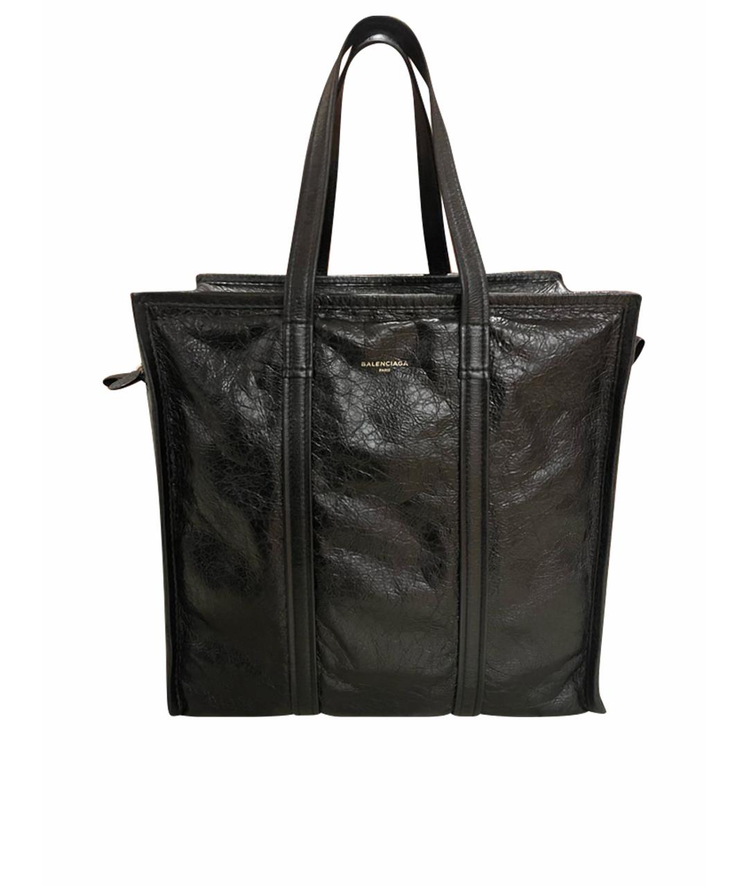 BALENCIAGA Черная кожаная сумка с короткими ручками, фото 1