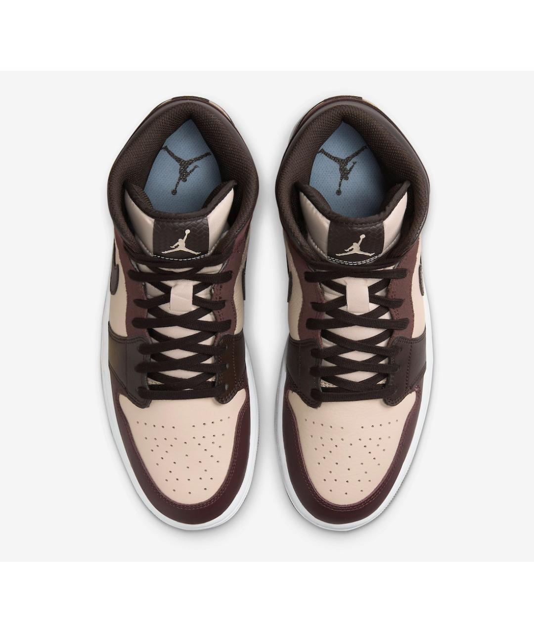 JORDAN Коричневые кожаные высокие кроссовки / кеды, фото 3