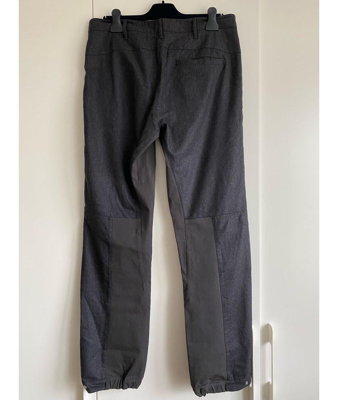LOUIS VUITTON PRE-OWNED Антрацитовые шерстяные повседневные брюки, фото 7