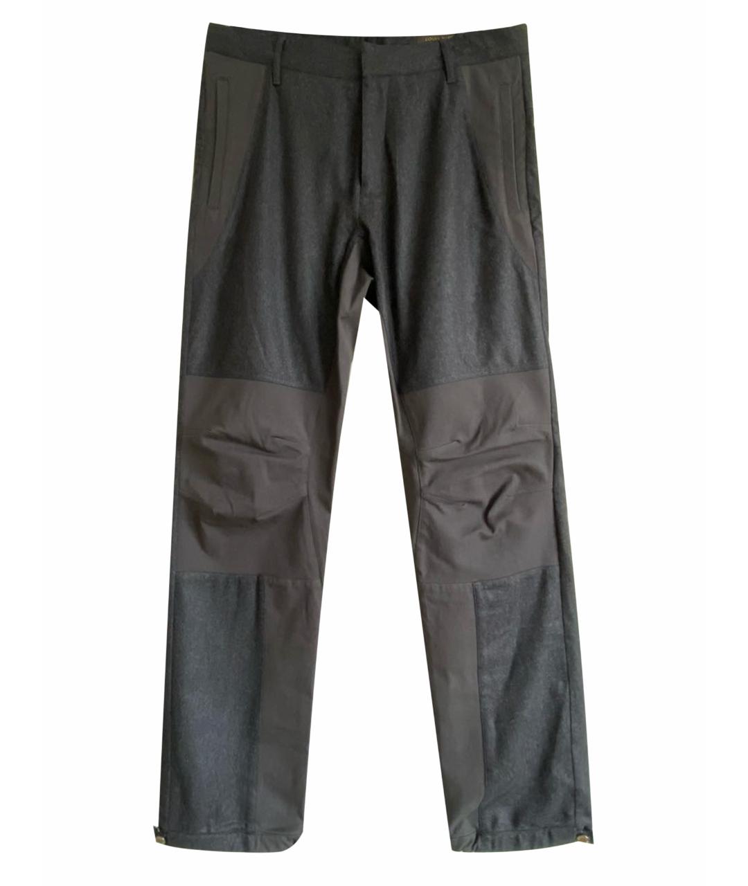 LOUIS VUITTON PRE-OWNED Антрацитовые шерстяные повседневные брюки, фото 1