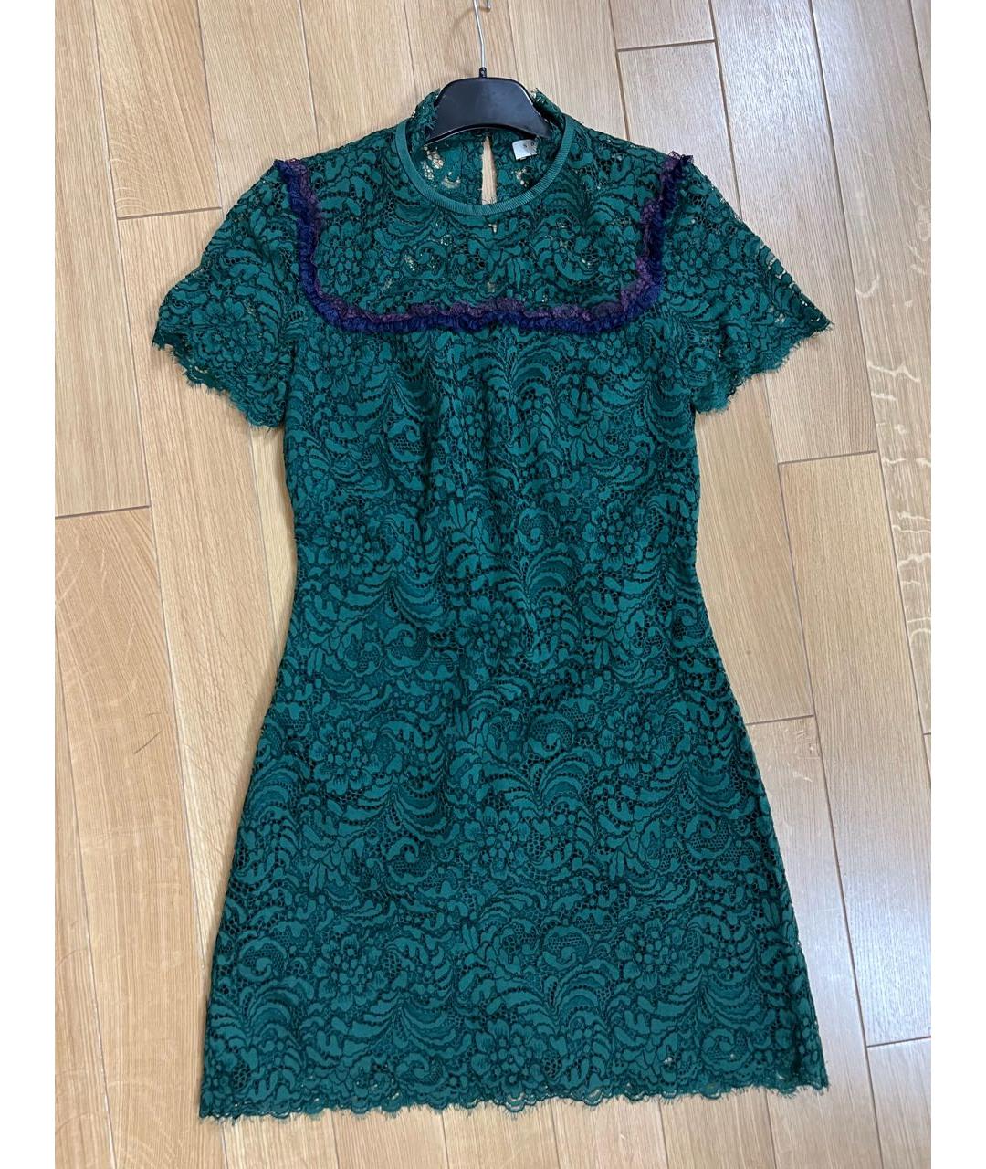 SANDRO Зеленые кружевное коктейльное платье, фото 3