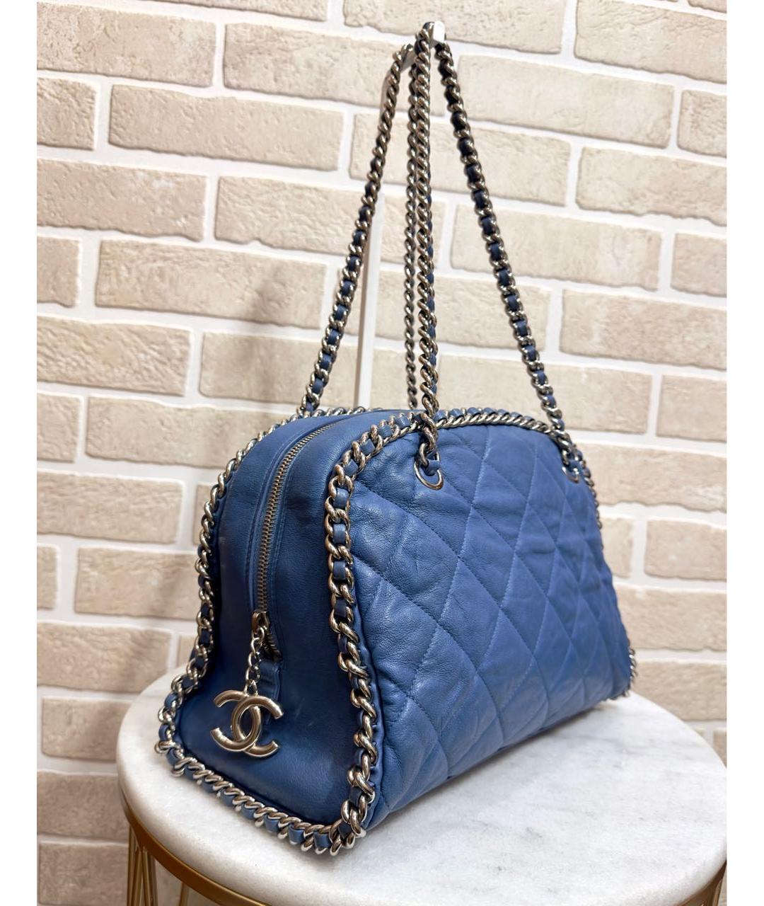 CHANEL Синяя кожаная сумка тоут, фото 4